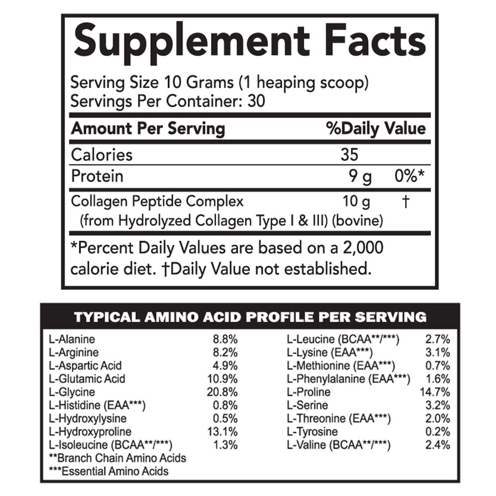Optimus Weight Collagen Pure Hydrolyzed Peptides Supplement Powder - For Hair, Skin, Nails and Joint Support - Type I & III - For Women & Men (Unflavored, 30 Servings)