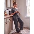 thumbnail image 5 of JWD Women's 2 Piece Pajama Set Off-Shoulder Short Sleeve Top And Wide Leg Lounge Pants Soft Cozy Sleepwear Loungewear Gray 2XL, 5 of 7