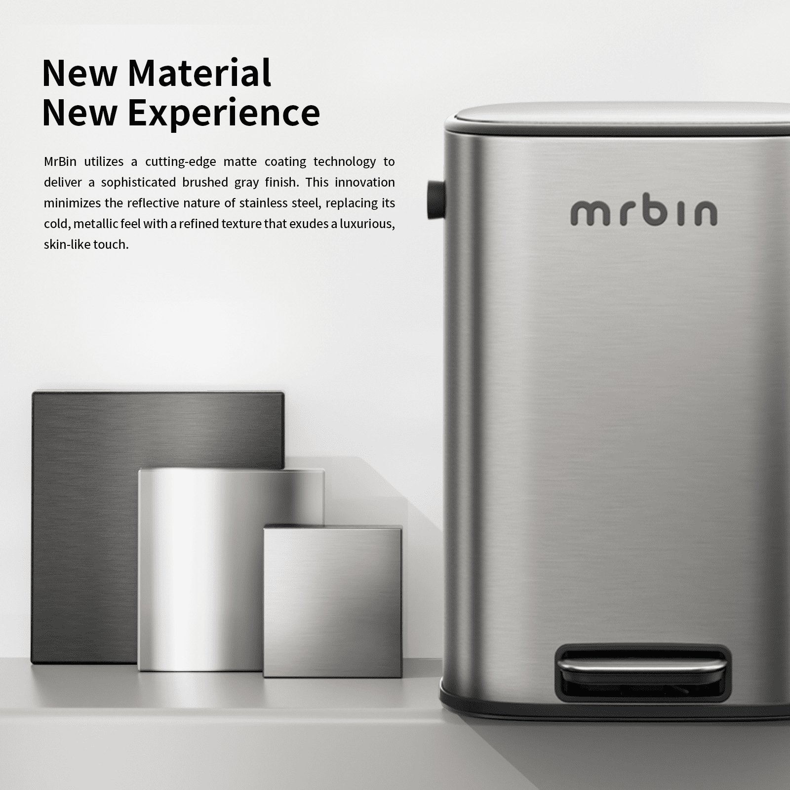 MRBIN Stainless Steel Bathroom Trash Can with Lid, 12L / 3.2gal Step Metal Toilet Waste Basket Soft Close, Small Foot Pedal Garbage Bucket Eclipse-Grey for Bedroom, Restroom, Kitchen, Rv