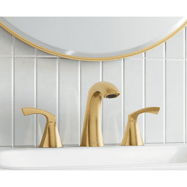 Moen 84504BG Lindor Brushed Gold Widespread 2-Handle WaterSense Bathroom Sink Faucet with Drain