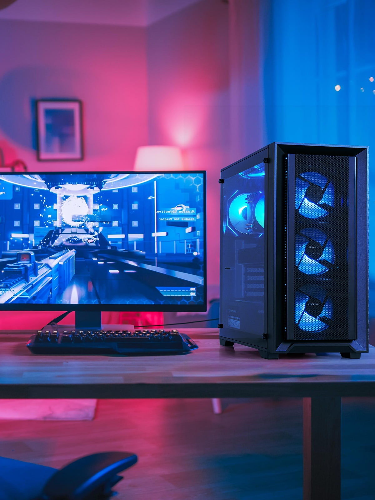 Gaming-Pro Gaming PC Computer RYZEN-5-PRO-2400G 16GB RAM 512GB SSD+1TB HDD AMD Radeon R5 430 2GB GDDR5 Graphics Card WIFI6 WINDOWS 11 RGB Keyboard & Mouse