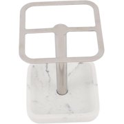 HarmonyBliss Rustproof Stainless Steel Toothbrush Holder 3 Slots Space Saving Toothpaste Stand Organizer for Bathroom Use 304 Stainless Steel Build (Silver)