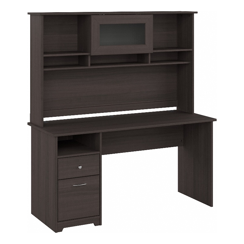 Cabot 60W Computer Desk with Hutch in Heather Gray - Engineered Wood ...