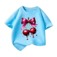thumbnail image 4 of Kiijoy Girls Summer T-Shirt Cherry Print Short Sleeve Crew Neck T Shirt Tee, Sizes 2-14, 4 of 4