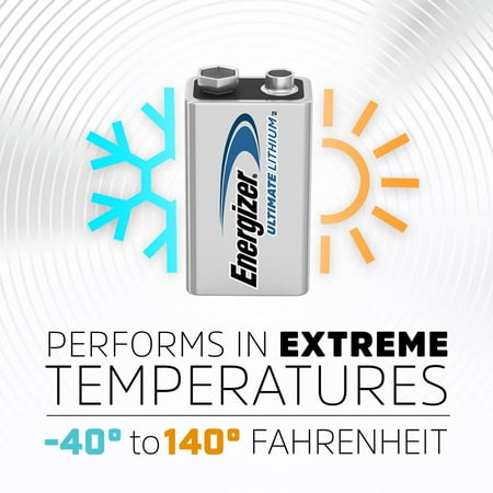 Energizer Lithium 9V Batteries (1 Pack), Lithium 9 Volt Batteries