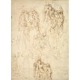 thumbnail image 2 of Aurelio Luini 11x14 Gold Ornate Wood Frame and Double Matted Museum Art Print Titled - Studies for the Deposition (C. 1555), 2 of 4