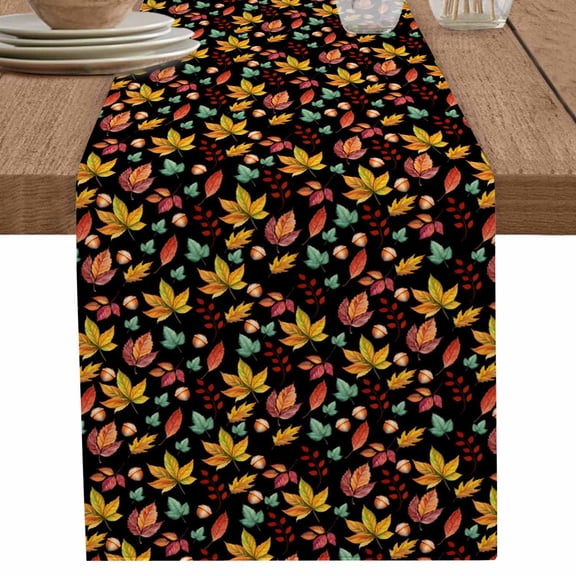 nqOlkjepod Maple Leaf Fall Table Runner 108 Inches Long Farmhouse Dress Scarves, Thanksgiving Pastoral Botanical Leaves Dining Tablerunner for Coffee Table/Kitchen Island/Party Décor, 13" x 108"