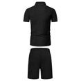 thumbnail image 4 of VBTAPA Mens Shorts Sets 2025 Summer 2 Piece Outfits Waffle Knit Quarter Zip Polos with Drawstring Waist Shorts Casual Golf Track Suit Beach Vacation Set with Pockets Daily Sale Black XXXL, 4 of 8