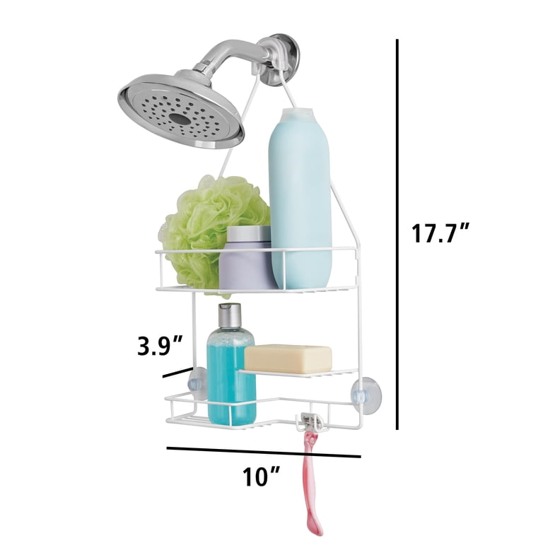 Mainstays Basic Hanging Shower Caddy with Shelves, White photo 3