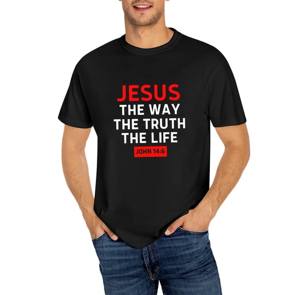 Jesus The Way Truth Life John 14 6 Christian Bible Verse T-Shirt, OdeJous Funny T-Shirt Black, S