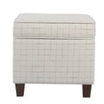 thumbnail image 1 of Wooden Square Ottoman with Grid Patterned Fabric Upholstery and Hidden Storage, Beige and Brown, 1 of 1