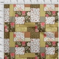 thumbnail image 4 of oneOone Cotton Silk Dark Olive Green Fabric Asian Floral Mix Patch Craft Projects Decor Fabric Printed By The Yard 42 Inch Wide, 4 of 4