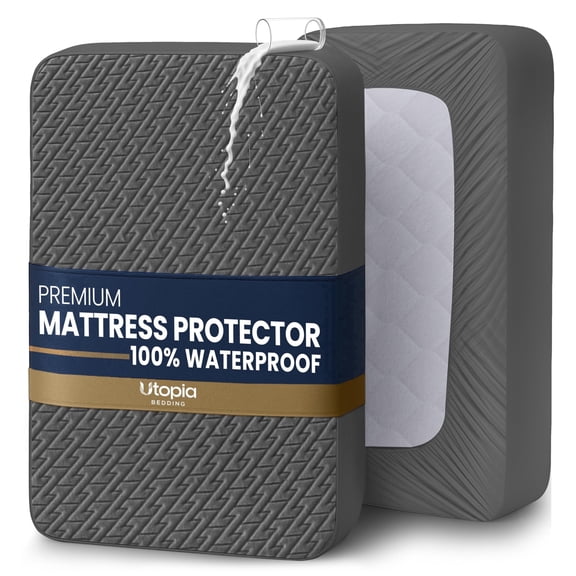 Utopia Bedding Waterproof Mattress Protector Queen Size (Gray), Premium 3D Air Soft Fabric Mattress Cover, Fits 17 Inches Deep, Breathable, Fitted Style with Stretchable Pockets