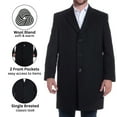 thumbnail image 3 of Alpine Swiss Luke Mens Wool Blend Overcoat Single Breasted Topcoat Tailored Notch Lapel Coat Business Professional BLK XL, 3 of 7