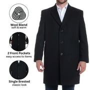 Alpine Swiss Luke Mens Wool Blend Overcoat Single Breasted Topcoat Tailored Notch Lapel Coat Business Professional BLK LRG