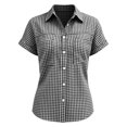 thumbnail image 7 of Karight Button Down Shirts for Women Cap Sleeve V-Neck Collared Blouse Summer Gingham Checkered Shirt Casual Cotton Shirts, 7 of 7
