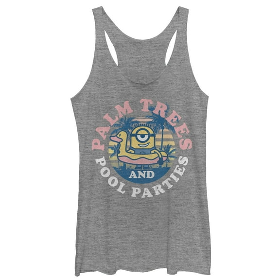 Women's Despicable Me Minion Pool Party  Racerback Tank Top Gray Heather Medium