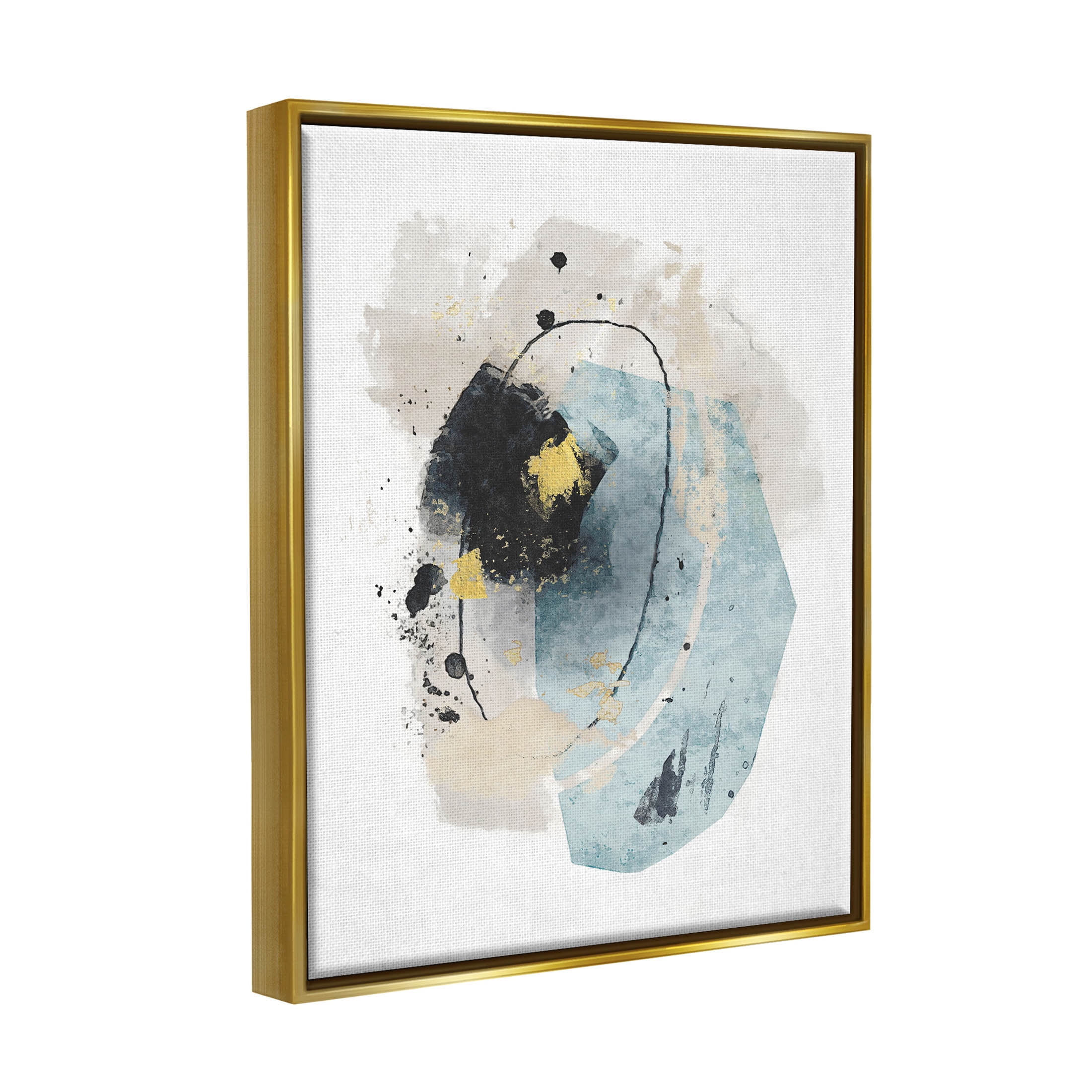 Glam Accent Contemporary Shapes Abstract Graphic Art Metallic Gold Framed Art Print Wall Art