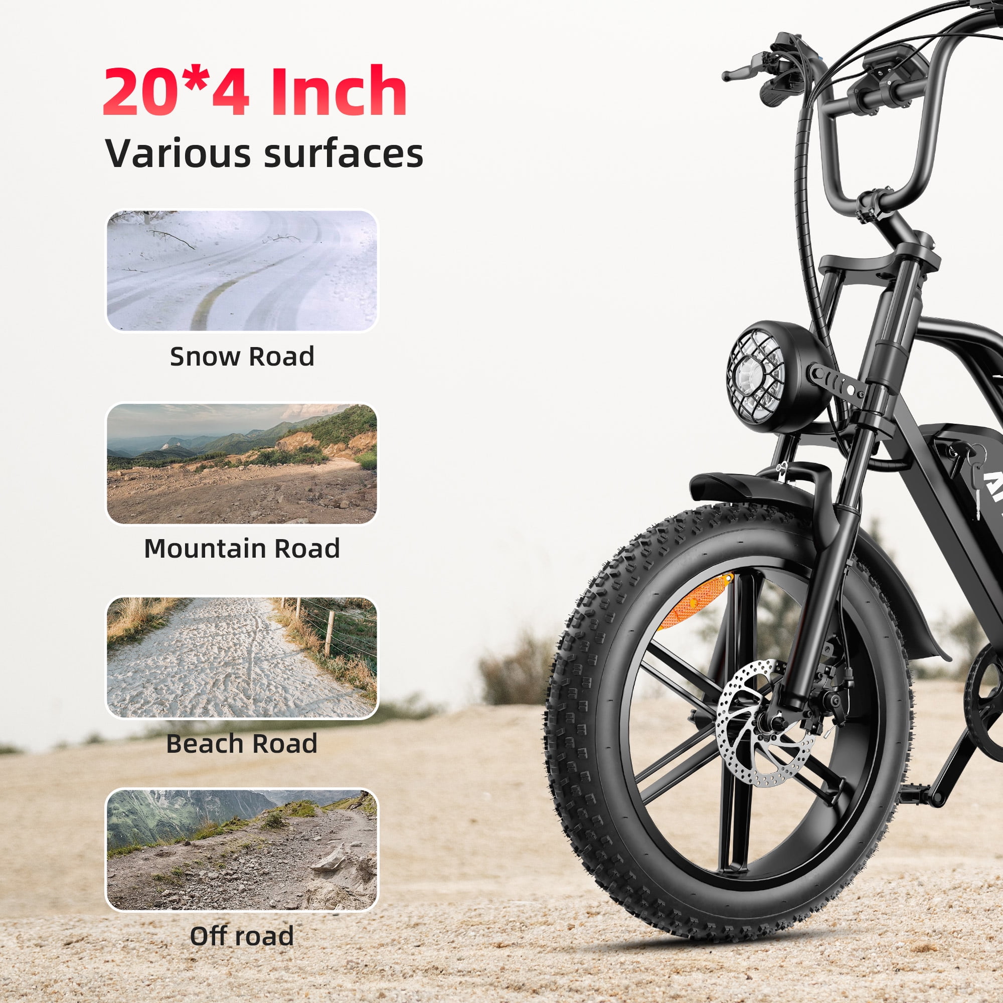AMYET G60 Peak 1500W Electric Bike, 20" Fat Tire E-Mountain Bikes, 48V 20Ah Ebike for Adults UL2849,2 Units(Black&Brown)