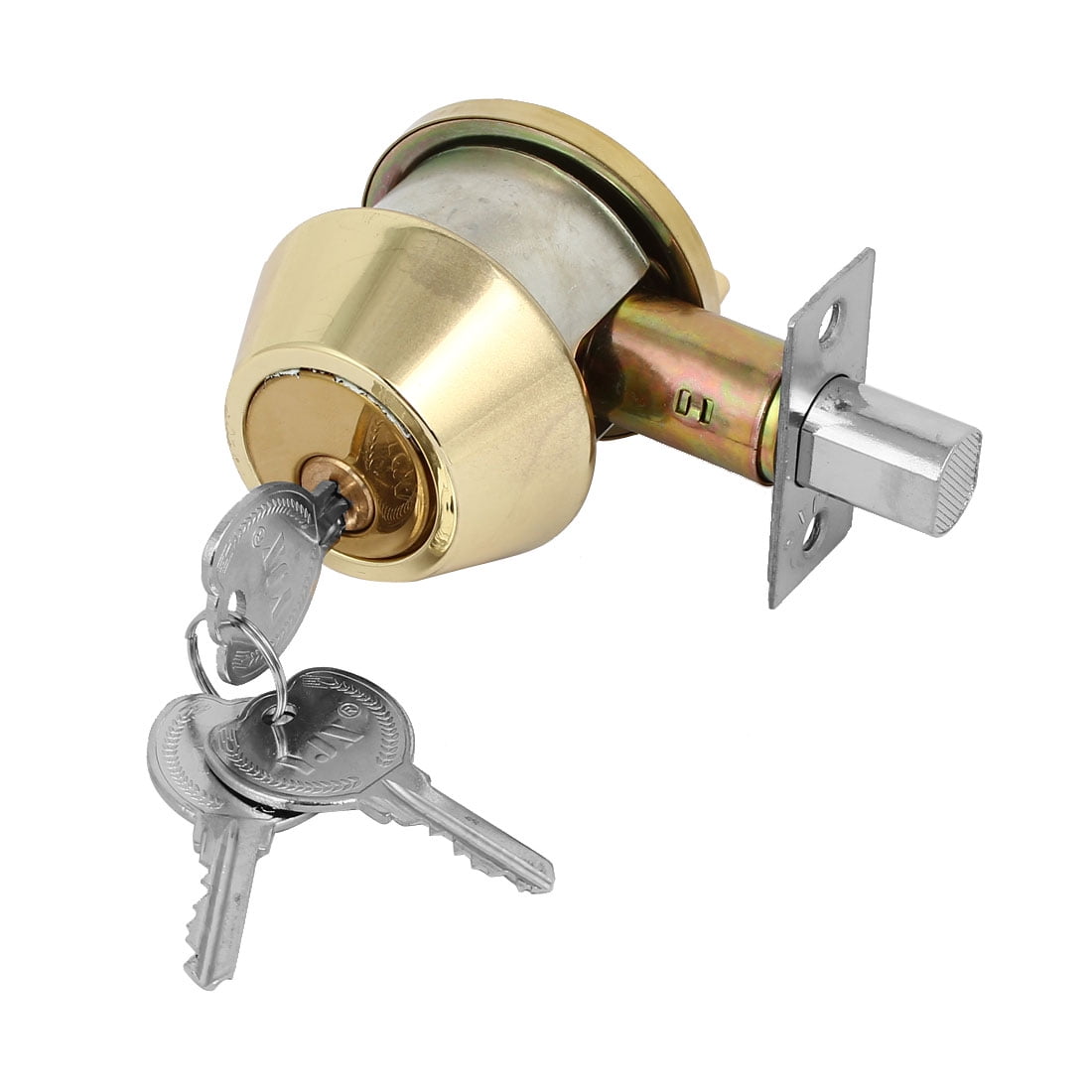 Home Bedroom Doors Single Cylinder Deadbolt Security Keyed Lockset Gold Tone