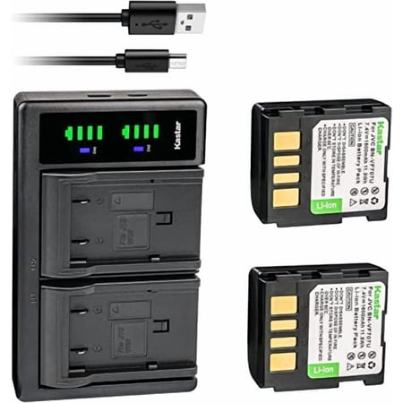 Kastar 2-Pack BN-VF707 Battery and LTD2 USB Charger Replacement for JVC GZ-MG60EZ GZ-MG60U GZ-MG60US GZ-MG67 GZ-MG67AA GZ-MG67AC GZ-MG67AH GZ-MG67E GZ-MG67EX GZ-MG67EK GZ-MG67EY GZ-MG67EZ GZ-MG67U