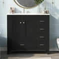 thumbnail image 6 of Harper & Bright Designs 36" Bathroom Vanity with Ceramic Sink Combo, Bathroom Cabinet with Ceramic Top and 5 Drawers & 2 Soft Close Doors, Black, 6 of 17