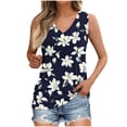 thumbnail image 2 of ITSAME Tank Tops for Womens, Floral Prints Sleeveless V-Neck Summer New Style Casual Blouse Black XL, 2 of 5