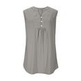 thumbnail image 3 of Womens Cotton Linen Tank Tops, Sleeveless Shirts for Women Summer Casual Vintage Solid Color Ruched Button Up V Neck Dressy Blouses, 3 of 6