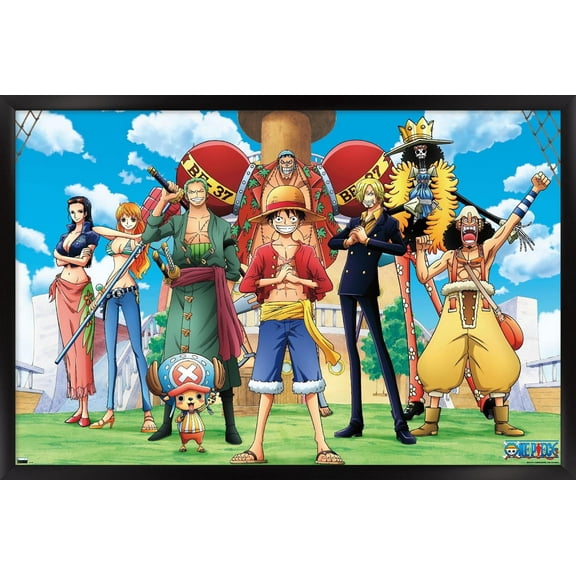 One Piece: Fishman Island - Crew On Deck Wall Poster, 14.725" x 22.375" Framed