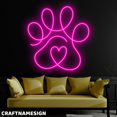 thumbnail image 2 of Craftnamesign Paw Print Neon Sign, Pet Shop Line Art Wall Decor, Dog Spa Wall Art, 2 of 4