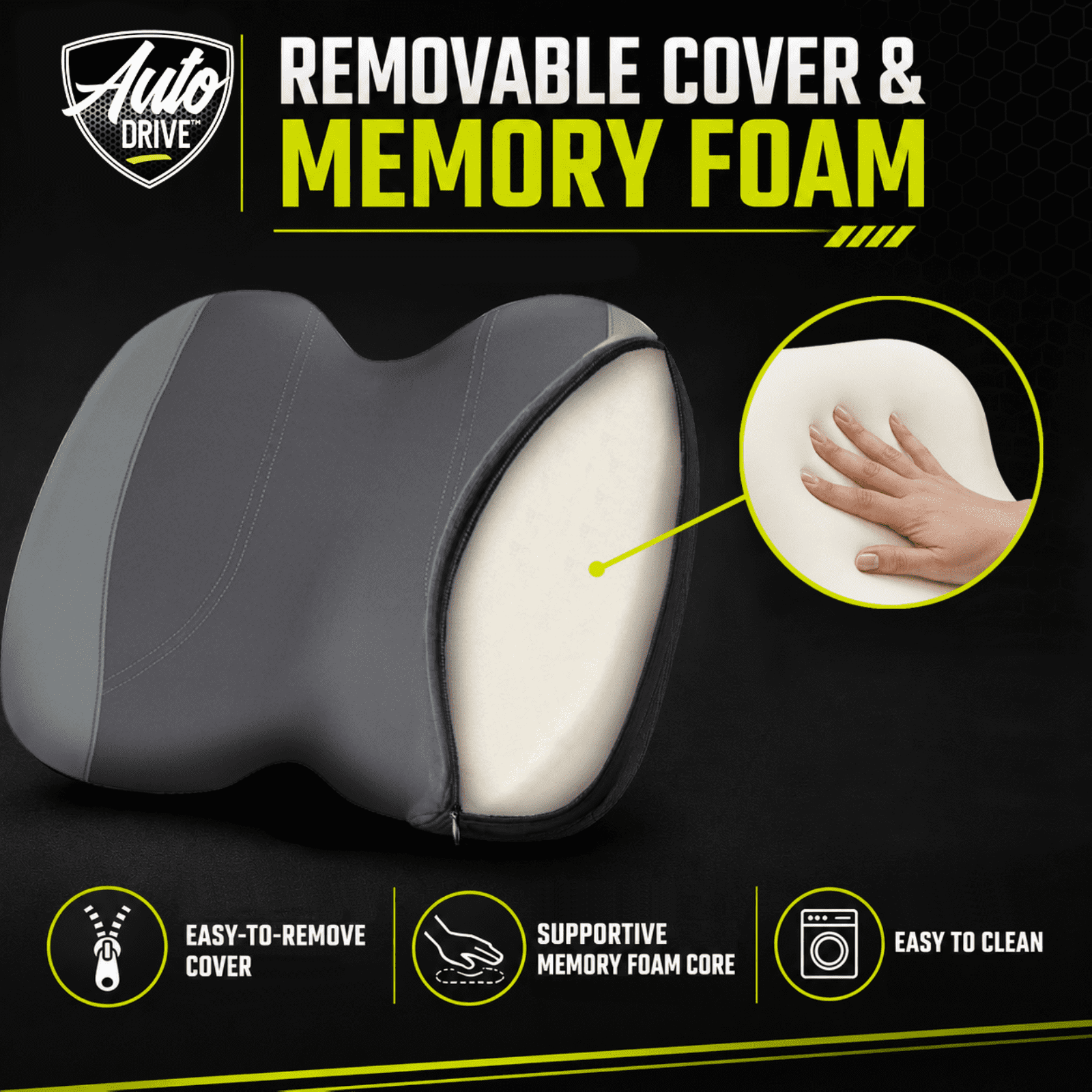 Auto Drive Waterproof Seat Cushion, Comfortable Car Seat Cushion Pad with Ergonomic Support, Non-Slip Seat Cover for Car Driver Seat, Universal Fit, Black&Gray