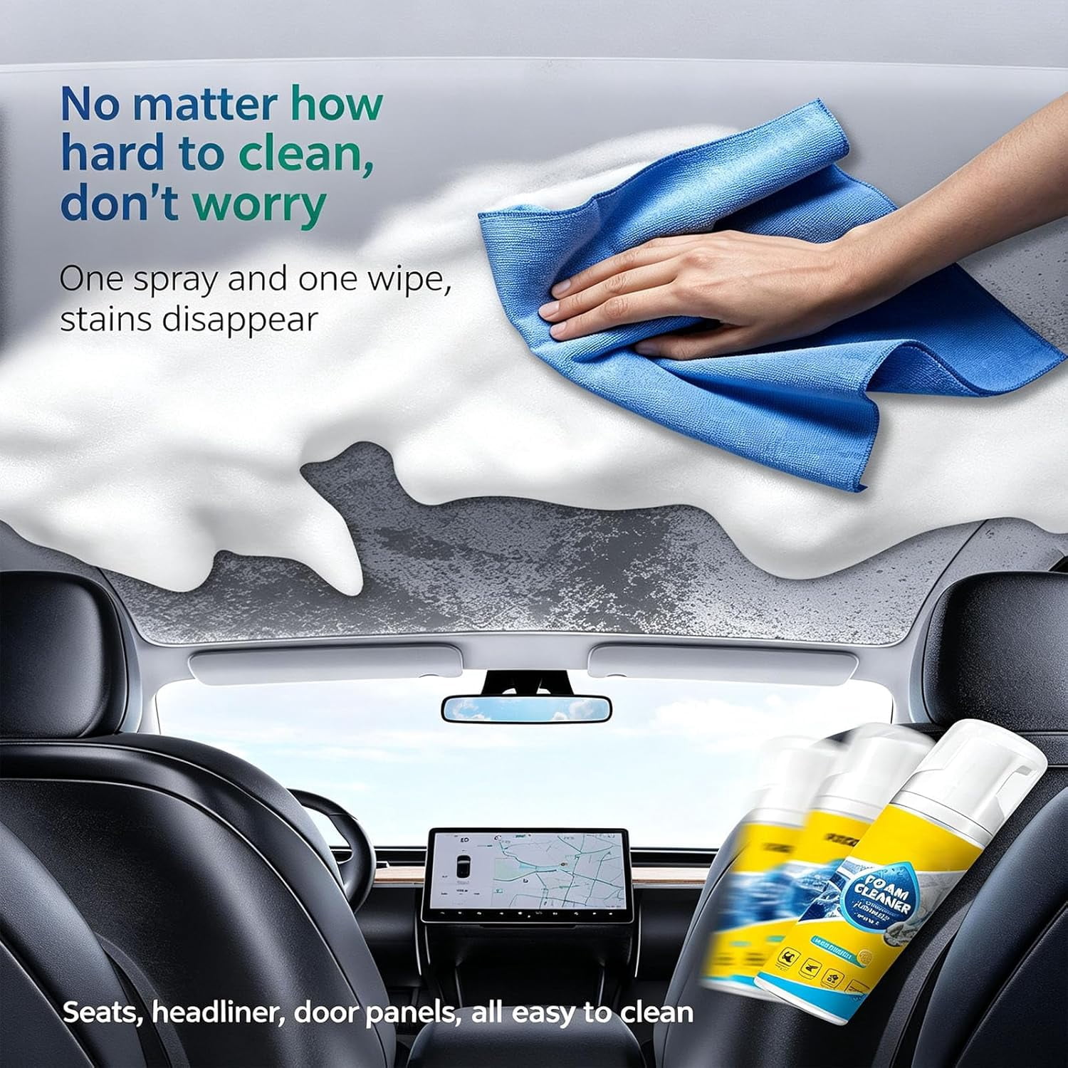 Easehub Multi Enzyme All Purpose Foam Cleaner,Multi Enzyme Foam Cleaner,150 | For Kitchen,Bathroom,Sofa,Vehicle Interior,Waterless Foam Action Designed,Non-Rinse,Save You Time,150ml