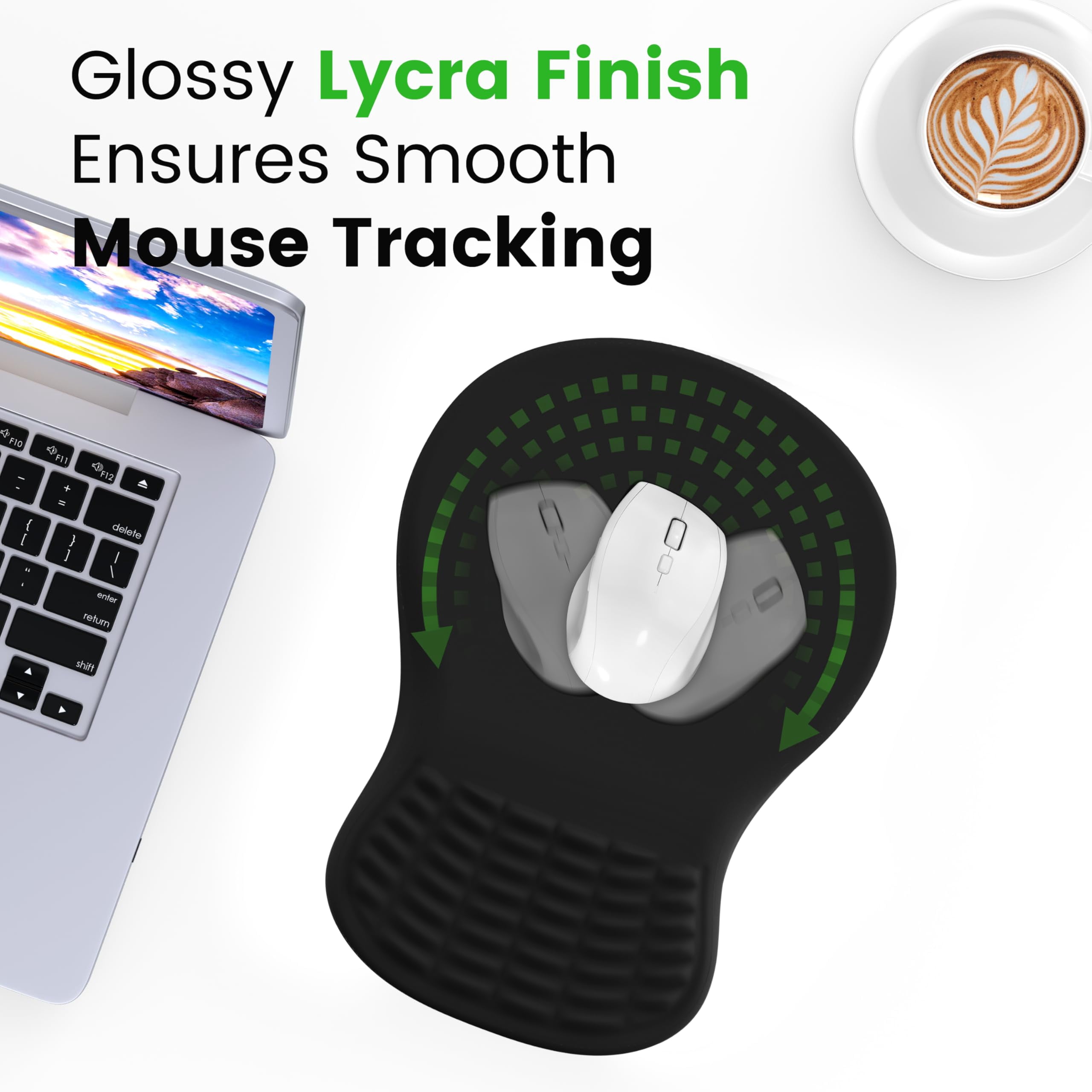 Mouse Pad With Wrist Rest  Memory Foam Support For Carpal Tunnel Non-slip Pu Base Comfortable Mousepad Office Home (black)