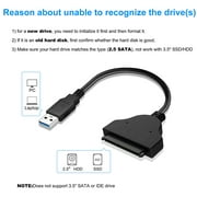 TSV SATA to USB Cable, TSV USB 3.0 to 2.5 SATA III Hard Drive Adapter External Converter Compatible for SSD/HDD Data Transfer