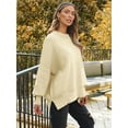 thumbnail image 5 of SMZ Women's Oversized Batwing Sweaters 2024 Fall Outfits Crewneck Ribbed Knit Side Slit Trendy Pullover Tops, 5 of 7