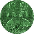 thumbnail image 1 of Ahgly Company Indoor Round Animal Emerald Green Traditional Area Rugs, 3' Round, 1 of 4