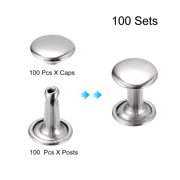 100 Sets Leather Rivets 8mm Double Cap Rivets 10mm Height Studs Silver Tone