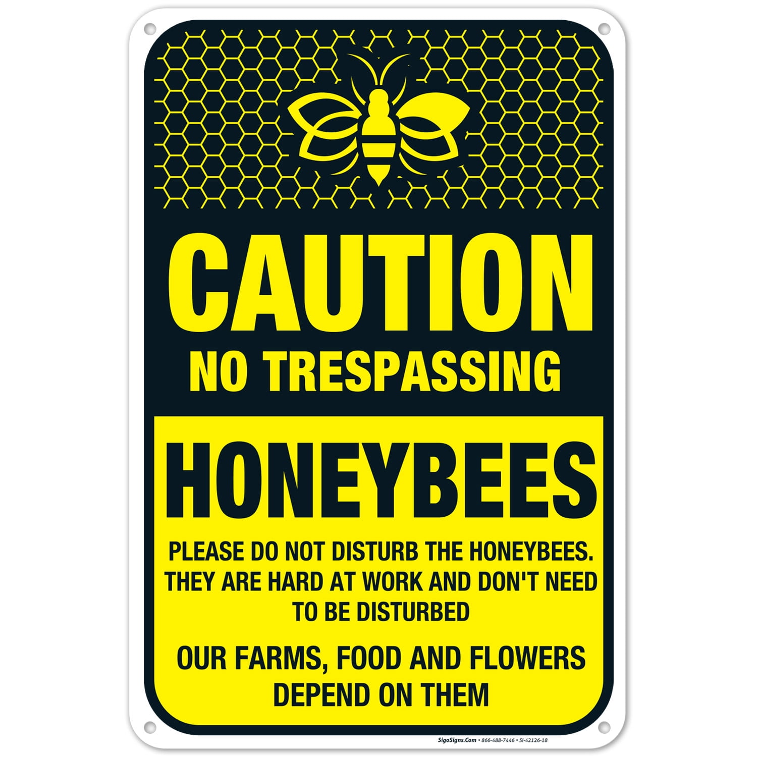 Bee Block Sign Bee Sign, Caution No Trespassing Honeybees at Work Sign, - Walmart.com