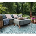 thumbnail image 4 of SAFAVIEH Courtyard Josiah Floral Medallion Indoor/Outdoor Area Rug, Light Grey/Teal, 9' x 9' Square, 4 of 12