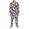 thumbnail image 3 of Naloa Leaves Flower Men’s Pajamas Set - Long Sleeve Button Down Sleep Shirt and Pajama Bottoms Sleepwear Set-Large, 3 of 7