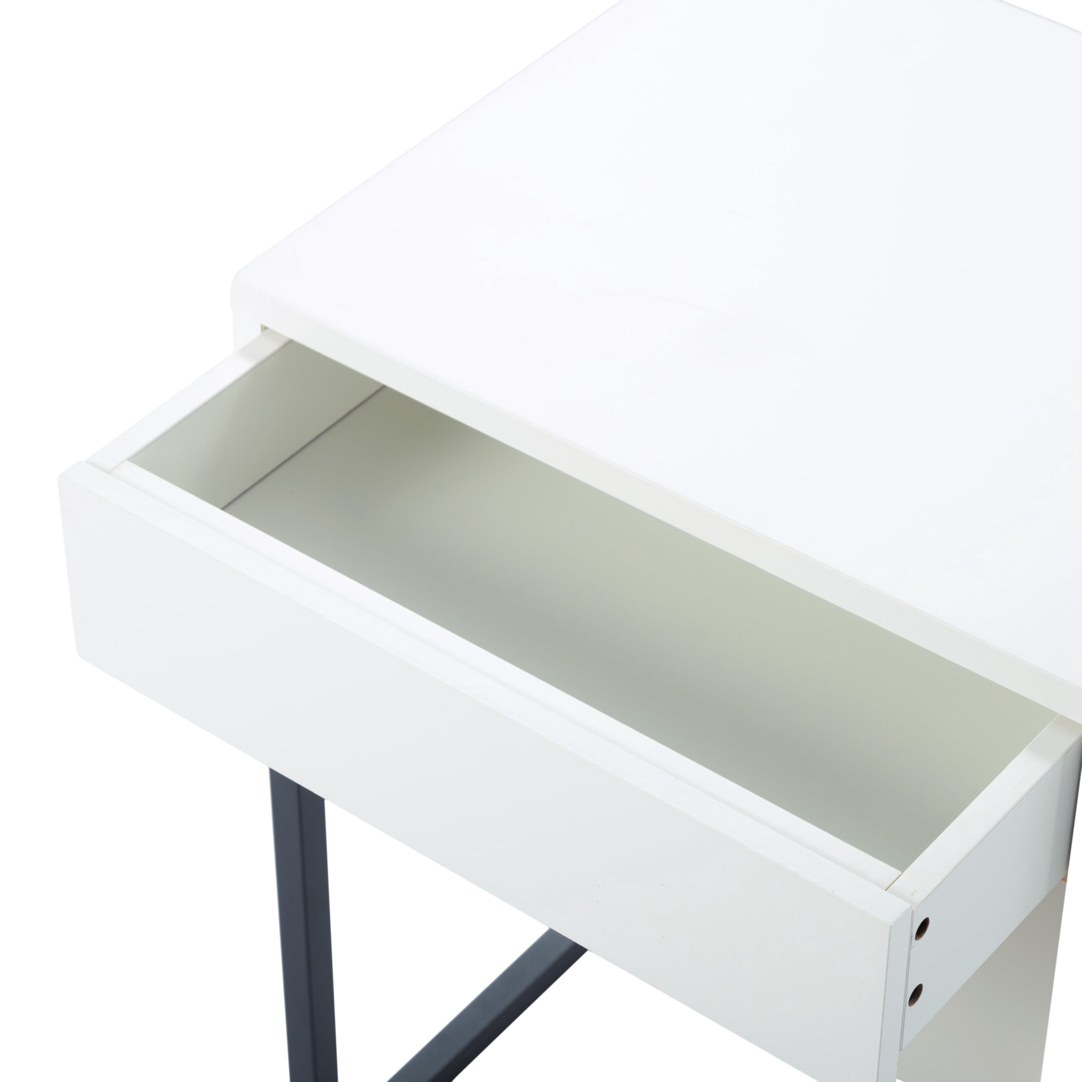 BSHTI 15.91" Nightstand with Drawer and Storage Shelf, MDF with Metal Legs, Modern Side Table for Bedroom Living Room Small Space,White