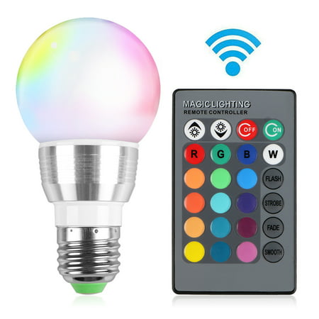 TSV 16 Color Changing RGB LED SD Light Bulb Lamp 3W E27 Standard Screw Base Lifespan 25000h with Remote Control for Decorating Home,Bar, Party,