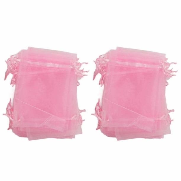 100 Uds bolsas de Organza 10x15cm bolsas de regalo con cordón transparente bolsas de joyería portátiles de malla bolsas de joyería con cordón para boda rosa
