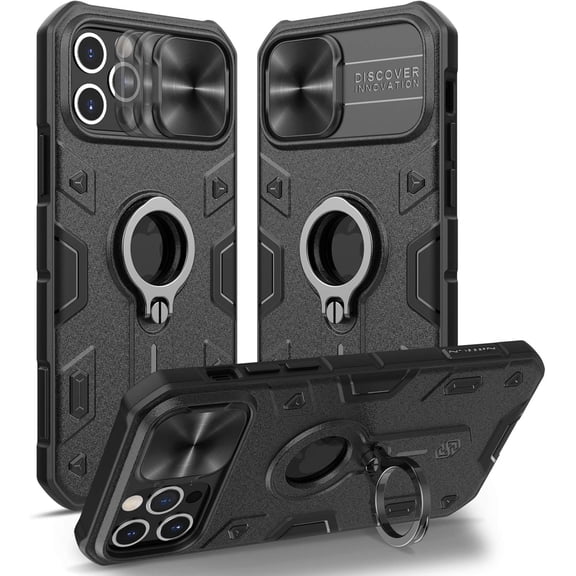 Nillkin iPhone 12 Pro Max Case - CamShield Armor Case with Camera Cover Kickstand, Military Grade Shockproof Protective Phone Case 6.7 inch, Black