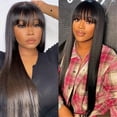 thumbnail image 4 of Stylish straight hair with bangs African straight hair wig, 4 of 10