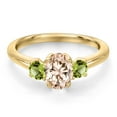 thumbnail image 3 of Gem Stone King 10K Yellow Gold Peach Morganite and Green Peridot Engagement Ring for Women | 1.06 Cttw | Oval 7X5MM | Gemstone October Birthstone | Size 5, 3 of 6