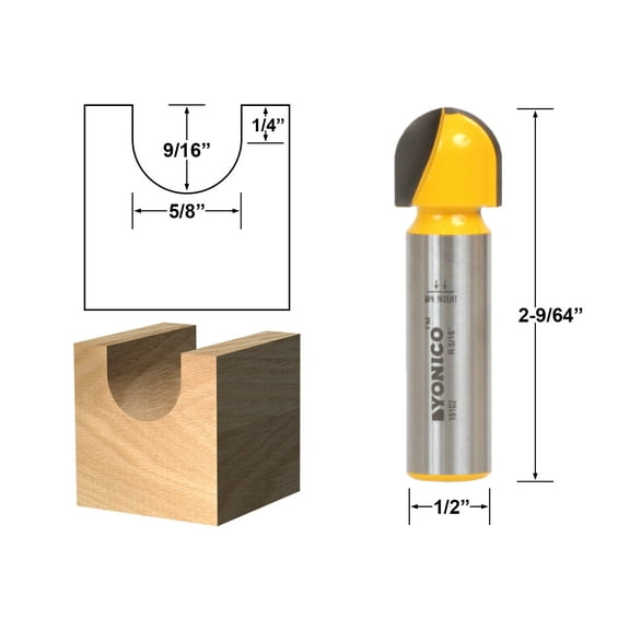 Yonico Core Box Router Bit - 5/16" Radius - 1/2" Shank - 19102