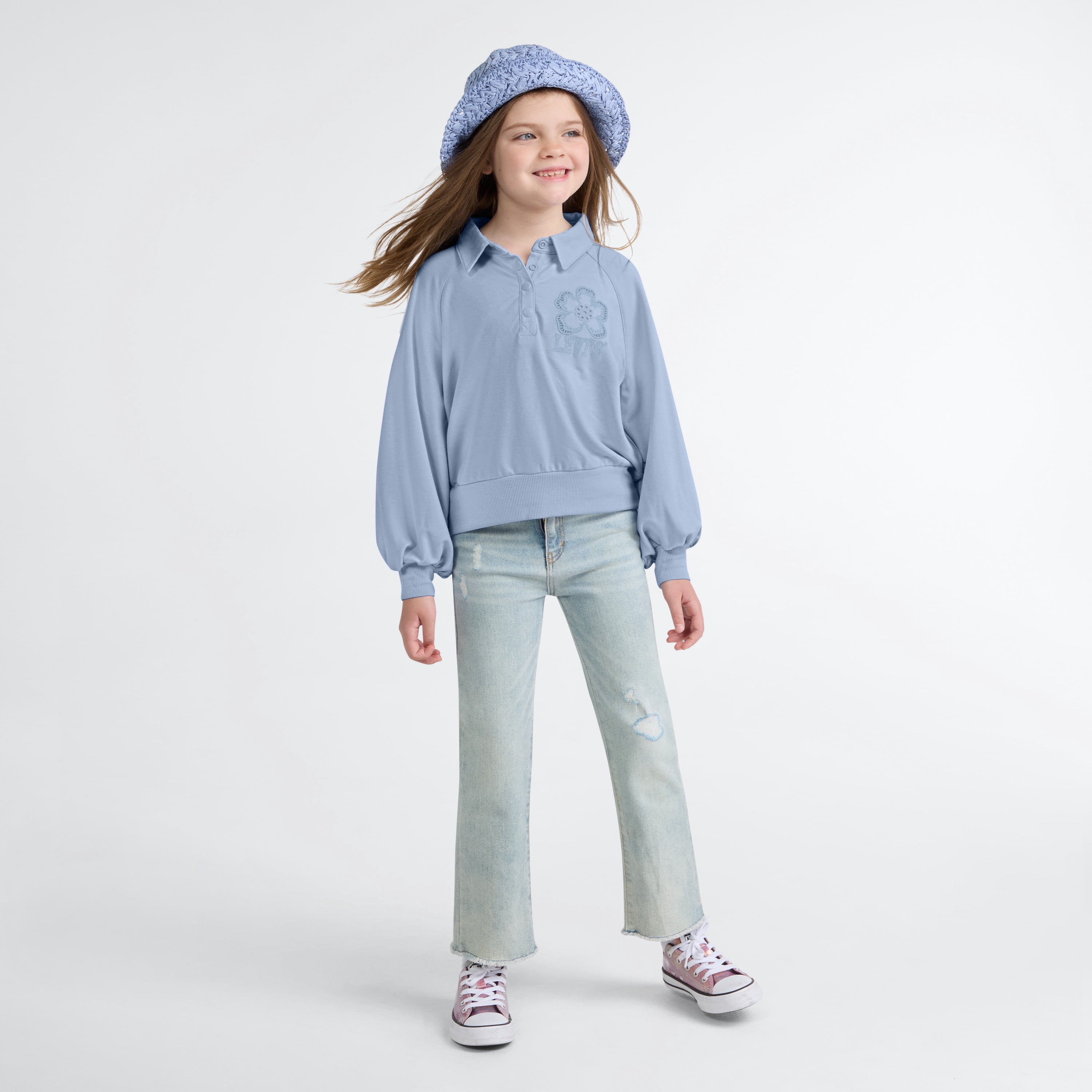 Levi's Girls Long Sleeve Collar Sweatshirt, Sizes 4-16