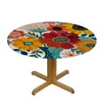 thumbnail image 3 of Nawypu  Round Fitted Tablecloth Flower Pattern, Elastic Edge,Waterproof Wipeable Round Table Cover for Family Kitchen,Multicolor,for Round Tables, 3 of 7
