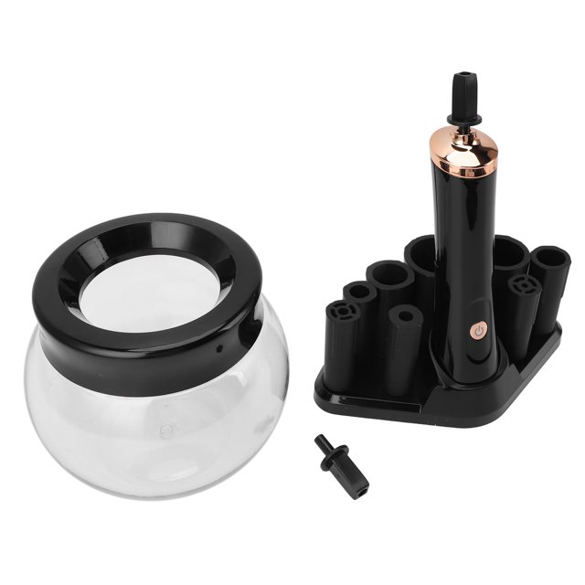 Makeup Brush Cleaner Dryer, Makeup Brush Cleaner Machine 8 Size Silicone Collars for Home Black,White